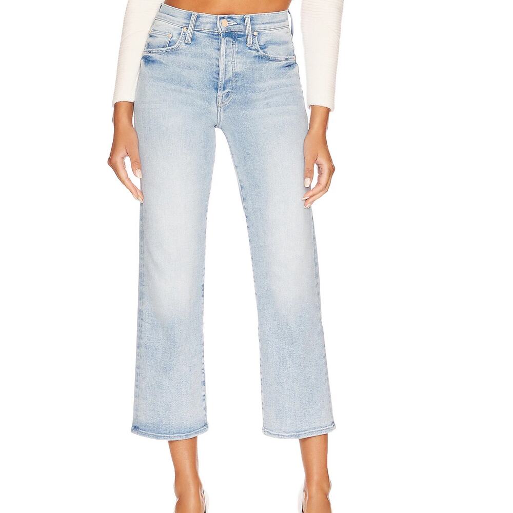 MOTHER Rambler Light Wash Cropped Button Fly Denim Jeans Size 27